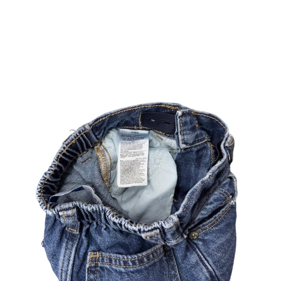 Old Navy Jeans 18-24M Unisex Blue Distressed Button Fly Elastic Waistband Cotton - Picture 5 of 6